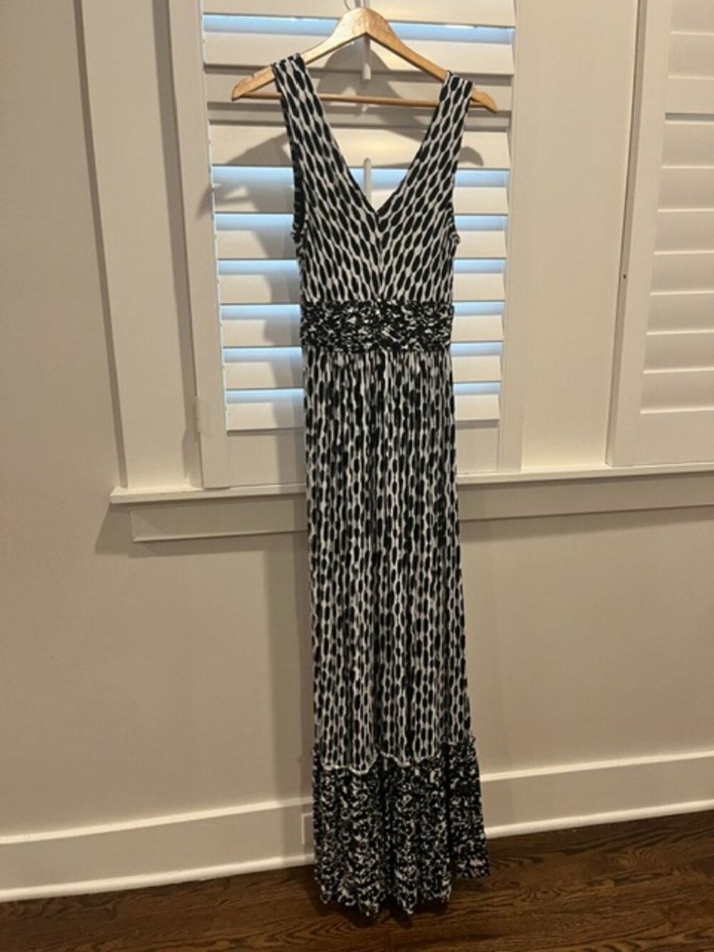 Plenty by Tracy Reese Black Ivory Print Maxi Dress S